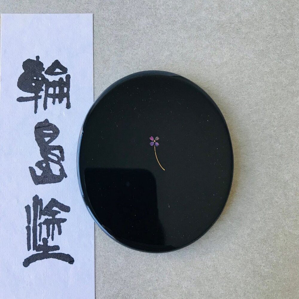 Wajima lacquer Hand mirror, Handcrafted, Four-Leaf Clover, New without tag